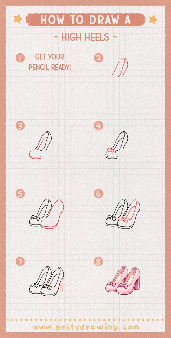 how to draw a high heels pinterest pin
